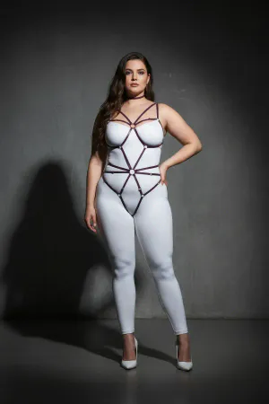 Geometric Ring Full Body Harness with dark metal rings and straps