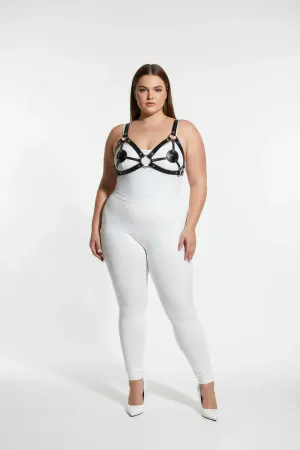 Black Faux Leather Strappy Bra Harness with O-Ring Detail