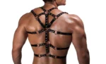 Erkek Siyah Perçinli ve Metal Halkalı Göğüs Harness SHM191 - Image 4