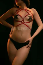 Red Leather Fantasy Bustier Harness