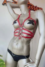 Red Leather Harness Fantasy Lingerie
