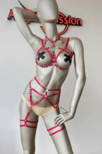 Red Sexy Elastic Garter Harness Set - Image 3