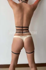 Siyah Rubber Şeritli Boyundan Bağlamalı Body Harness Jartiyer - Image 4