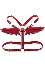 Elegant Leather Harness with Angel Wing Detail - SH642 - Image 2
