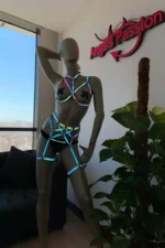 Reflective Lingerie Fantasy Harness Garter Set