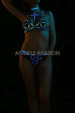 Reflective, Glow-in-the-Dark Harness Bra Set - SH464 - Image 2