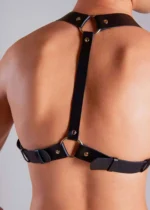Siyah Deri Metal Halkalı Erkek Harness SHM16