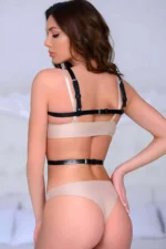 Siyah Deri Halka ve Zımba Detaylı Göğüs Harness Vücut Aksesuarı SH1053 - Image 5