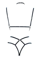 Siyah Kauçuk Çapraz Bantlı Metal Halkalı Body Harness SH337 - Image 5