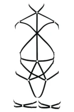 Siyah Altın Halka Detaylı Geometrik Vücut ve Bacak Harness SH341 - Image 3