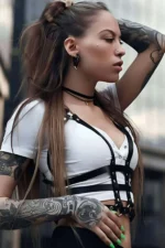 Fantasy Lingerie Leather Harness - SH442 - Image 2