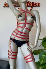 Fantasy Lingerie Models Red Leather Fantasy Clothing - SH524 - Image 2