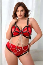 Siyah Deri Çoklu Gümüş Zincir Detaylı Body Harness SH1175