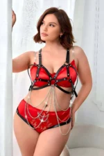 Siyah Deri Çoklu Gümüş Zincir Detaylı Body Harness SH1175 - Image 2