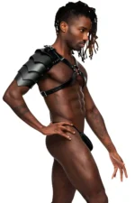 Siyah Deri Tek Omuz Gladiator Erkek Harness SHM154 - Image 2