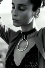 Büyük Metal Halkalı Siyah Deri Choker SH400 - Image 3