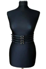 Siyah Deri Dört Sıralı Tokalı Kadın Bel Kemeri SH910 - Image 5