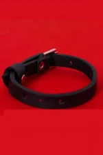 Siyah Deri Gümüş Tokalı İnce Choker Bileklik SH1092 - Image 2