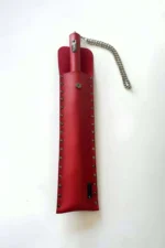 Kırmızı Deri Püsküllü Kırbaç ve Zımba Detaylı Deri Kılıf SH1287 - Image 5