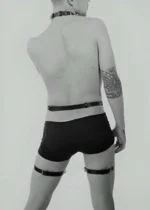 Siyah Deri Erkek Jartiyer Harness SHM34 - Image 2