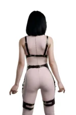 Leather Fantasy Garter Set, Erotic Leather Lingerie - SH1233 - Image 2