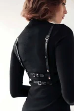 Leather Harness Bustier, Stylish Leather Corset - SH872 - Image 3