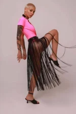 İnce Püsküllü Deri Harness Etek SH1088