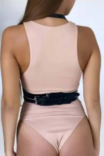 Fantasy Leather Harness with Bust Detail, Neck and Waist Tie - SH760 - Image 3