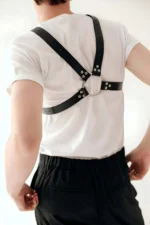 Siyah Deri Zincir Detaylı Erkek Göğüs Harness SHM95 - Image 4