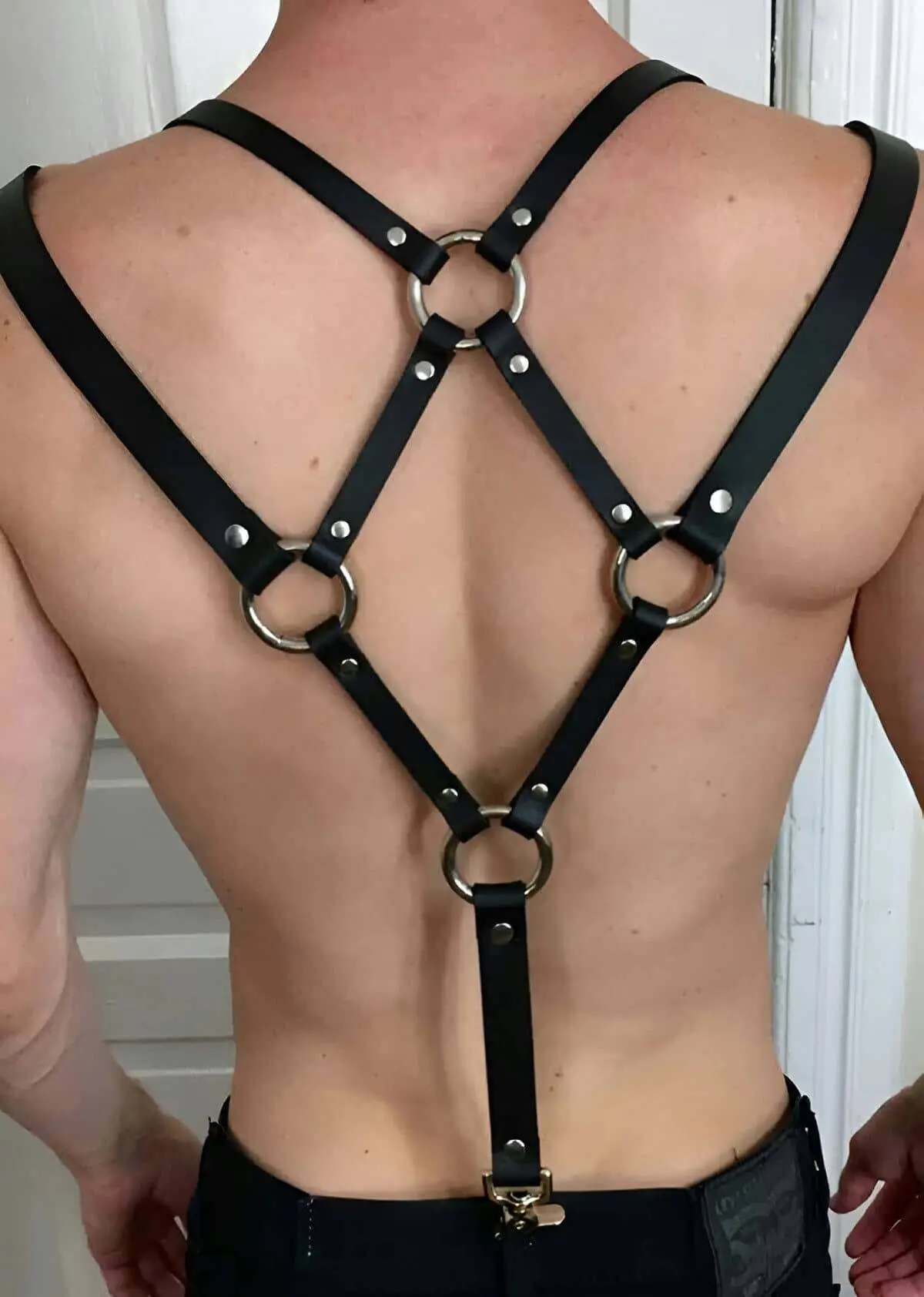 Sırt Detaylı Deri Erkek Harness SHM10