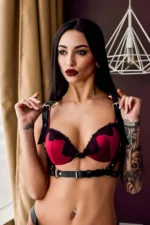 Stylish Leather Harness with Chain Detail on the Back - SH215 - Image 2