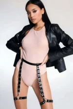 Black Leather Leg Harness - SH734 - Image 2