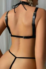 Black Leather Chest Harness - SH1091 - Image 3