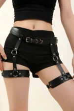 Black Leather Garter Harness - SH804