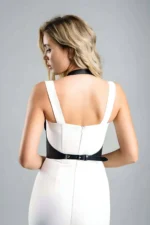 Black Leather Corset Belt, Dress Belt - SH855 - Image 3