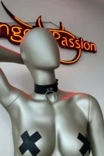 Siyah Deri Halka Detaylı Choker ve Bileklik Seti SH522