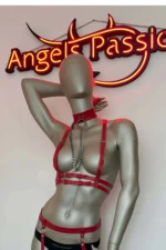 Stylish Leather Harness Garter Set with Collar Detail - Image 2