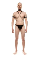 Siyah Deri Tasma ve Kol Bantlı Erkek Harness Takımı SHM115 - Image 3