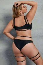 Siyah Halka Detaylı Elastik Şeritli Göğüs ve Bacak Harness SH806 - Image 4