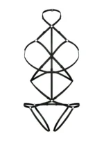 Siyah İnce Şeritli Kafes Detaylı Body Harness SH37 - Image 2