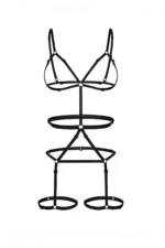 Siyah Halkalı Şeritli Body Harness ve Jartiyer Takımı SH36 - Image 2