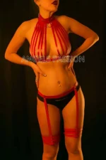 Leather Harness Garter Bra Set - SH552 - Image 3