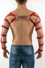 Kırmızı Deri Tokalı Erkek Kol Harness SHM5 - Image 2