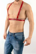 Kırmızı Deri Tokalı Erkek Harness SHM26 - Image 3