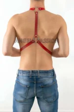 Kırmızı Deri Halka Detaylı Erkek Harness Pantolon Askısı SHM29 - Image 2