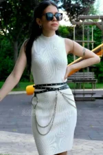 Stylish Leather Belt with Chain Detail and Wrap-Around Waist - SH731