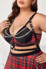 Leather Chest Harness with Chain Detail - SH808 - Image 2
