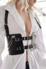 Chain Detail Corset Belt, Stylish Leather Women's Belt - SH1300 - Image 2