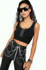 Stylish Leather Harness Belt with Chain Detail - SH512 - Image 2