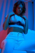 Elegant Leather Corset Belt with Chain Detail, Leather Chain Dress Accessory - SH879